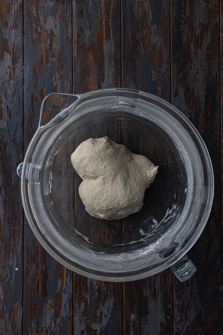 Dough after kneading for 15 minutes,   