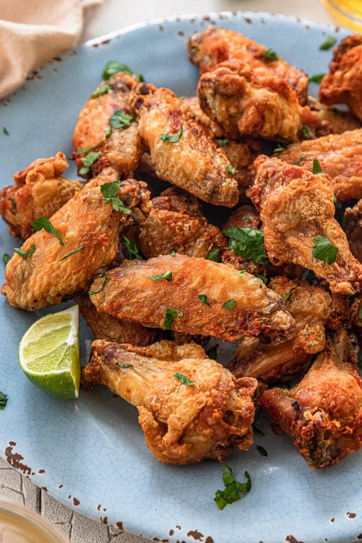 A close up photo of the air fryer chicken wings.