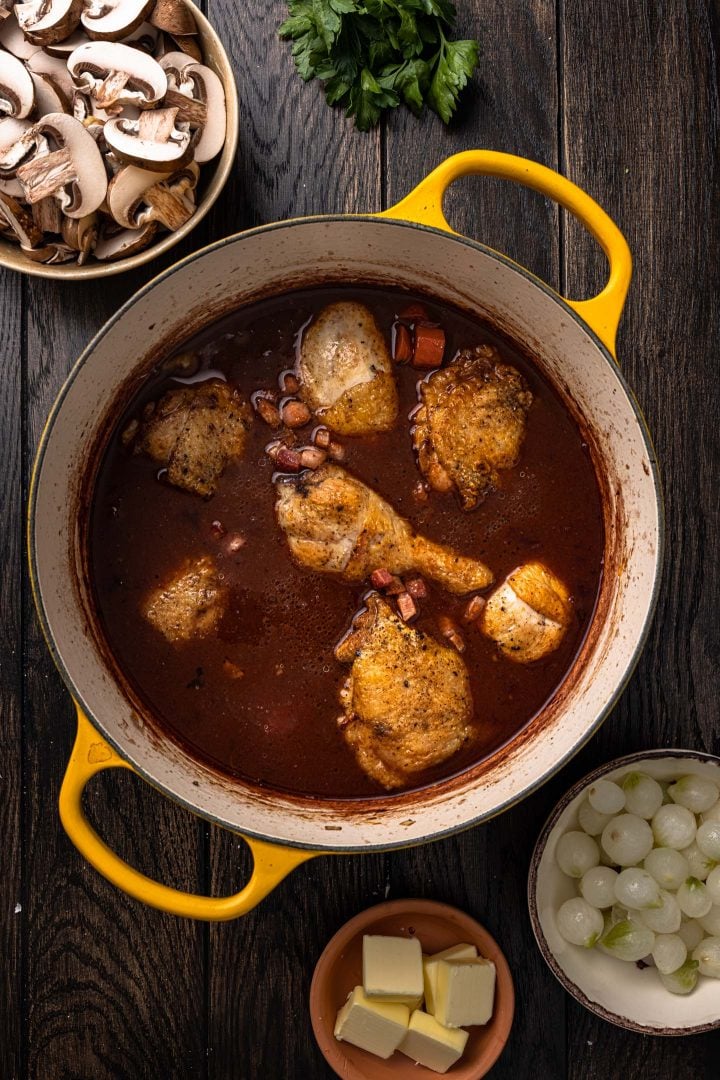 Stew before braising in the oven.